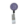 Carolines Treasures Letter G Football Purple and White Retractable Badge Reel CJ1068-GBR